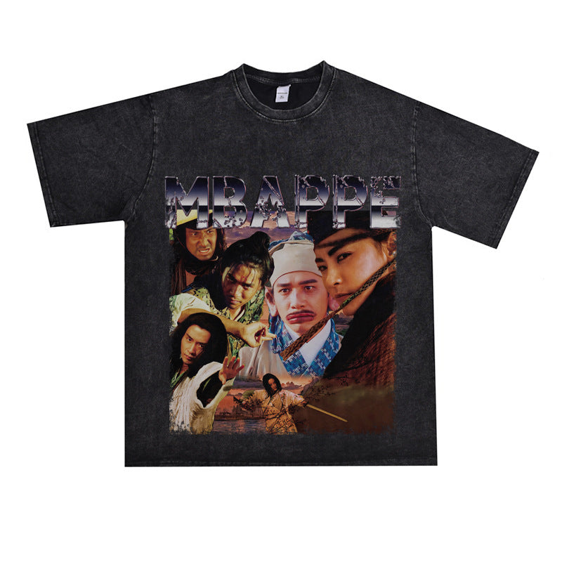 Film Star T Shirt Cotton Short Sleeve Loose round Neck Retro Minority Design T-shirt