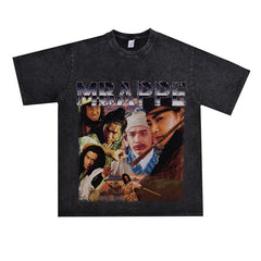 Film Star T Shirt Cotton Short Sleeve Loose round Neck Retro Minority Design T-shirt