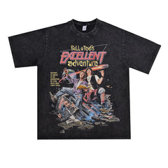 Film Star T Shirt Movie Bill and Ted Adventures Pure Cotton Loose Short Sleeve American Retro T-shirt