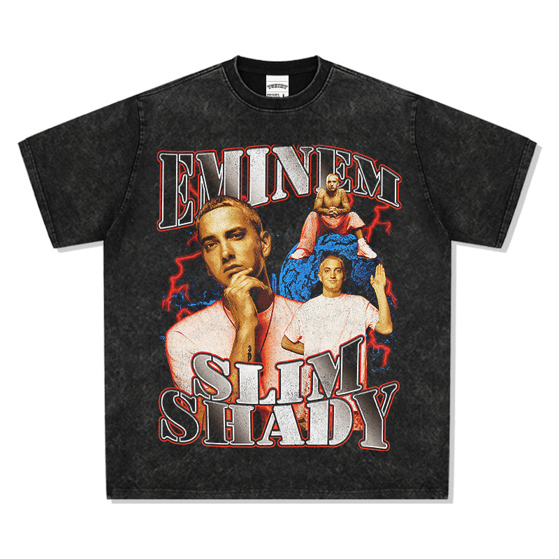 Detroit Eminem T Shirt Washed Old Eminem Print T Shirt