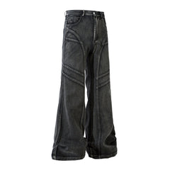 American Men Jeans Washed Loose Pants Wide Leg Pants