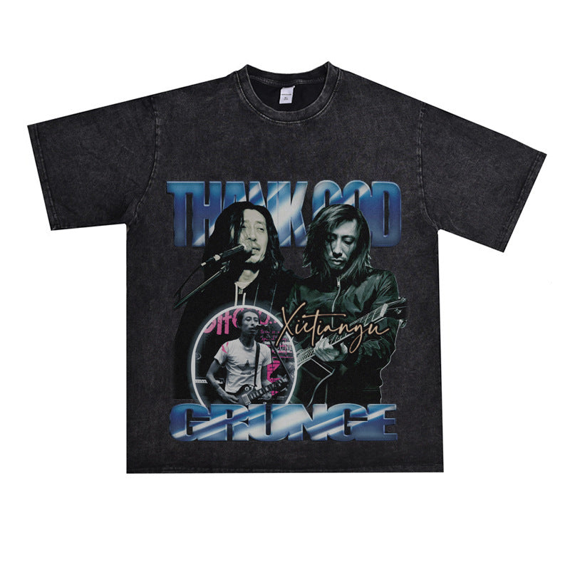 Film Star T Shirt Loose Weight Retro Street Cotton T-shirt