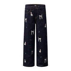 American Mens Jeans Nostalgic Washed Puppy Printed Jeans