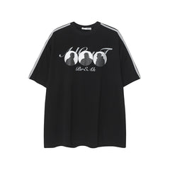 Camisas Vintage Hombre Vintage Striped Portrait Loose Short Sleeve T-Shirt