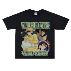 Film Star T Shirt Loose Retro Street Cotton Small Neckline T-shirt