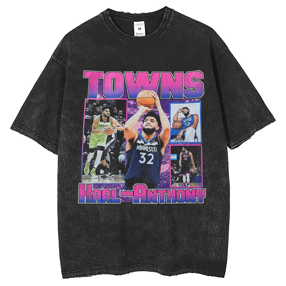 Men T Shirts Make Old Basketball Print Short Sleeve T-Shirt Dark Vintage
