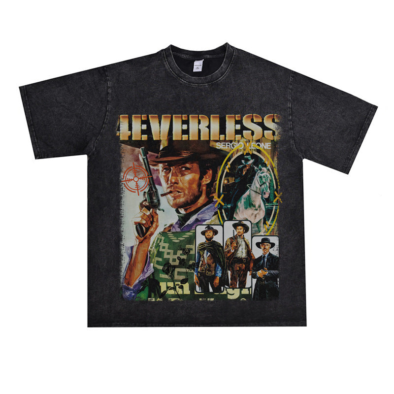 Film Star T Shirt Cotton Short Sleeve Loose Retro Design T-shirt