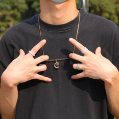 Jewelry Titanium Steel Diamond Flower Body 26 Letters A~ Z Pendant Necklace Alphabet Pieces