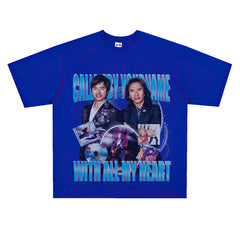 Film Star T Shirt Medium Loose Heavy Weight Retro Street Cotton T-shirt Men and Women