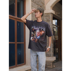 Film Star T Shirt Cotton Short Sleeve Loose round Neck Retro Minority Design T-shirt