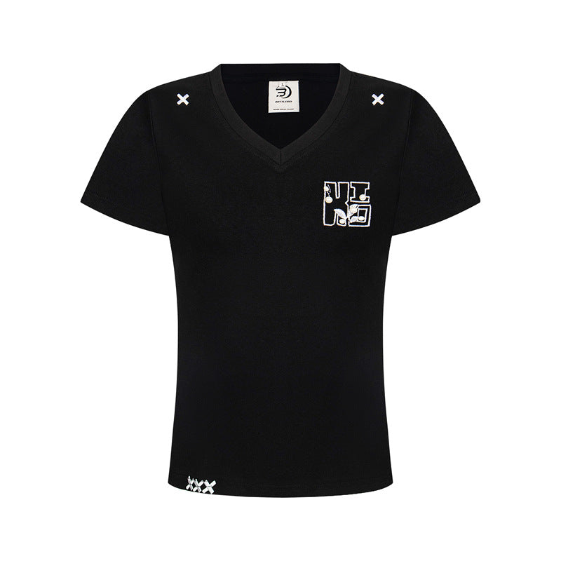 80s Casual Classics Shirts V-Neck Short Sleeve T-Shirt Loose