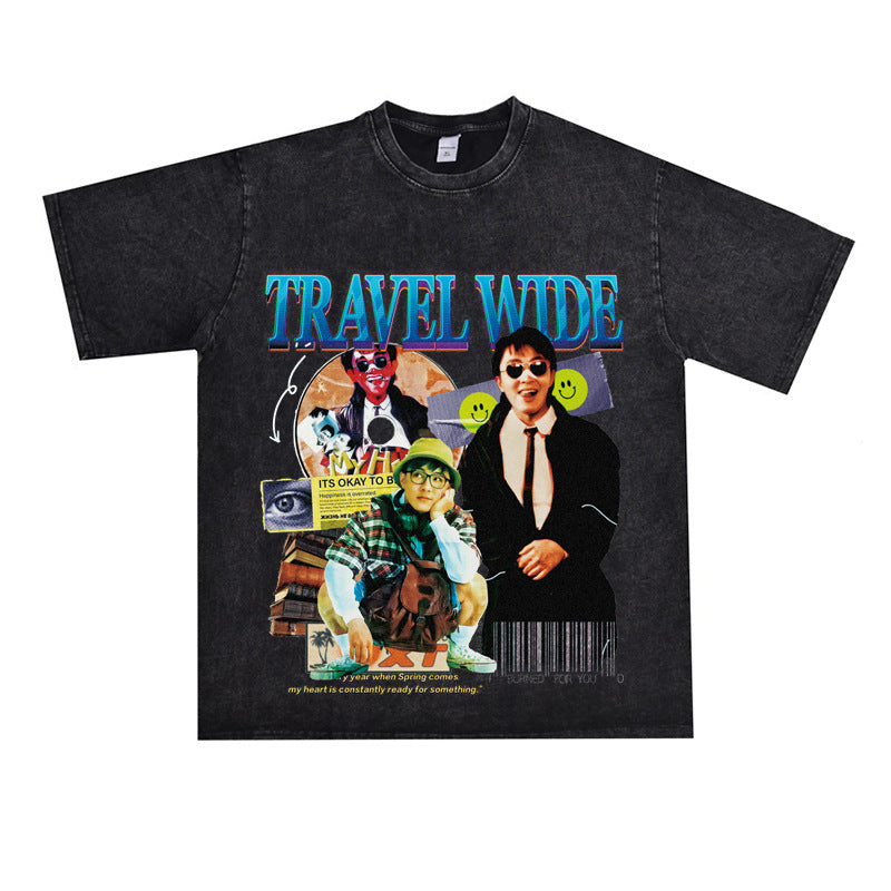 Film Star T Shirt Stephen Chow Short-Sleeved American Retro T-shirt for Men