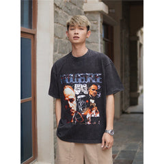 Film Star T Shirt Cotton Short Sleeve Loose round Neck Retro Design T-shirt for Men