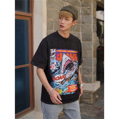 Film Star T Shirt Cotton Loose Short Sleeve American Retro Fashion Printed round Neck T-shirt