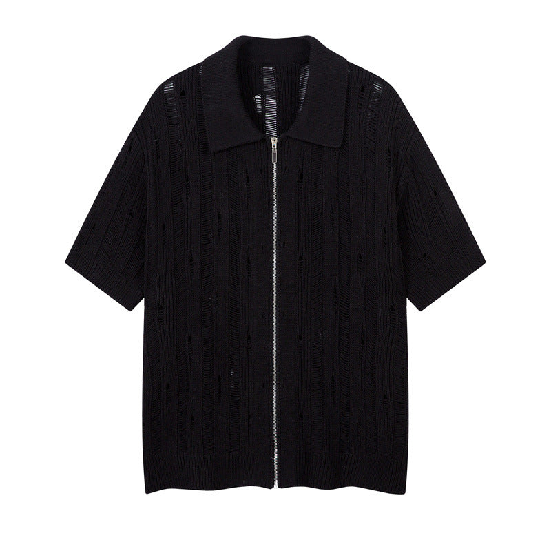 80s Casual Classics Shirts Knitted Short Sleeve Sweater Shirts