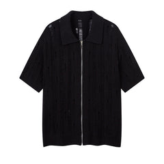 80s Casual Classics Shirts Knitted Short Sleeve Sweater Shirts