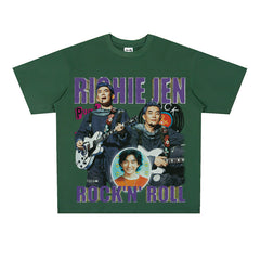 Film Star T Shirt Loose American Retro Street Cotton T-shirt for Men and Women