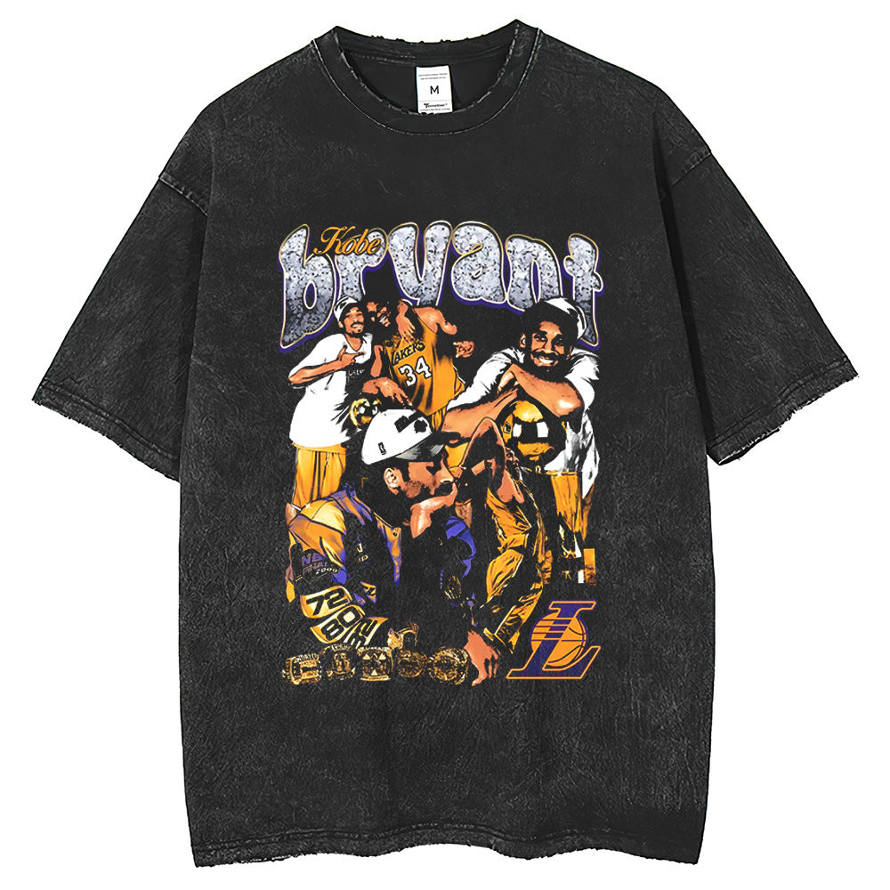 Men T Shirts Printed Short Sleeve T-Shirt Street Trend Brand Old and Loose