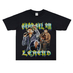 Film Star T Shirt Music Singer Lin Zixiang Loose Heavy Weight Retro Street Cotton T-shirt