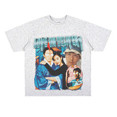 Film Star T Shirt Fragrant Short Sleeve Retro American Street T-shirt for Men and Women