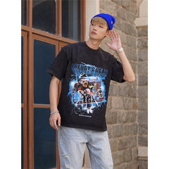 Film Star T Shirt Horror Movie Distressed Fierce Ghost Street Pure Cotton Loose Short Sleeve Trendy Heavy T-shirt Men