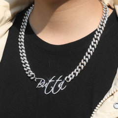 Jewelry Zircon Cuban Chain Letter Pendant Custom Necklace Alphabet Pieces Word Up St. Valentine's