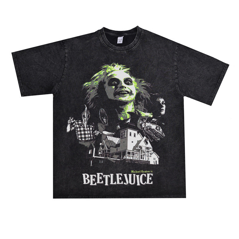 Film Star T Shirt Cotton Short Sleeve Loose Nostalgic American Retro T-shirt Men and Women