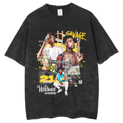 Men T Shirts Printed Short Sleeve T-Shirt Washed Water Old Short Sleeve