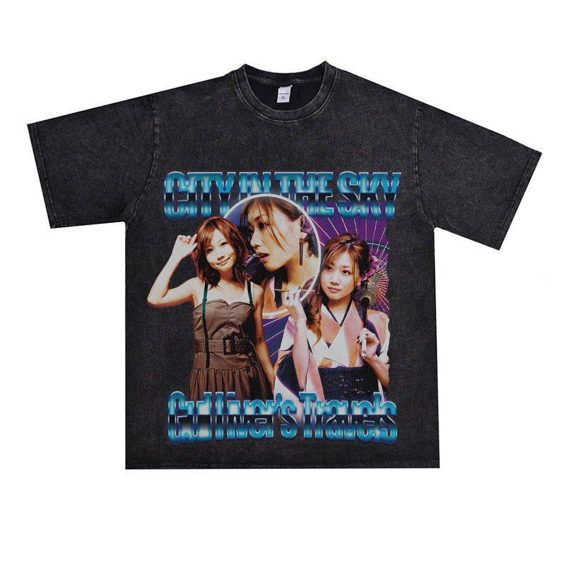 Film Star T Shirt Loose Heavy Retro Street T-shirt Men and Women