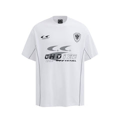 Camisas Vintage Hombre Vintage Alphabet Print Locomotive Short Sleeve Hip Hop Loose Crew Neck Top