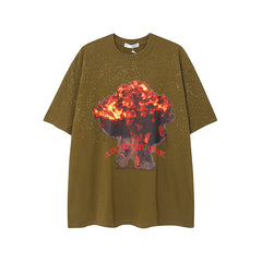 Camisas Vintage Hombre Vintage Flame Loose Short Sleeve T-Shirt