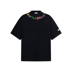 80s Casual Classics Shirts Embroidered Letter Necklace Short Sleeve T-Shirt Oversize Loose Top