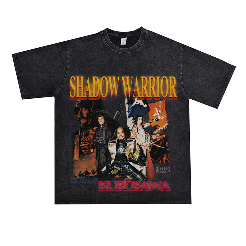 Film Star T Shirt Short Sleeve American Retro Loose round Neck Street T-shirt