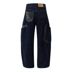 American Mens Jeans Embroidered Wide Leg Pants