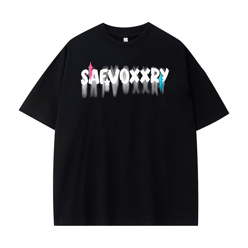 Camisas Vintage Hombre Graffiti Short Sleeve T-Shirt Loose Casual Top