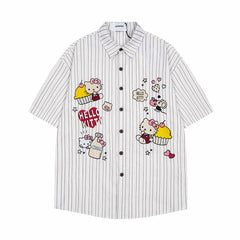 Ellie Seattle Shirt Cartoon Striped Summer Short Sleeve Shirt
