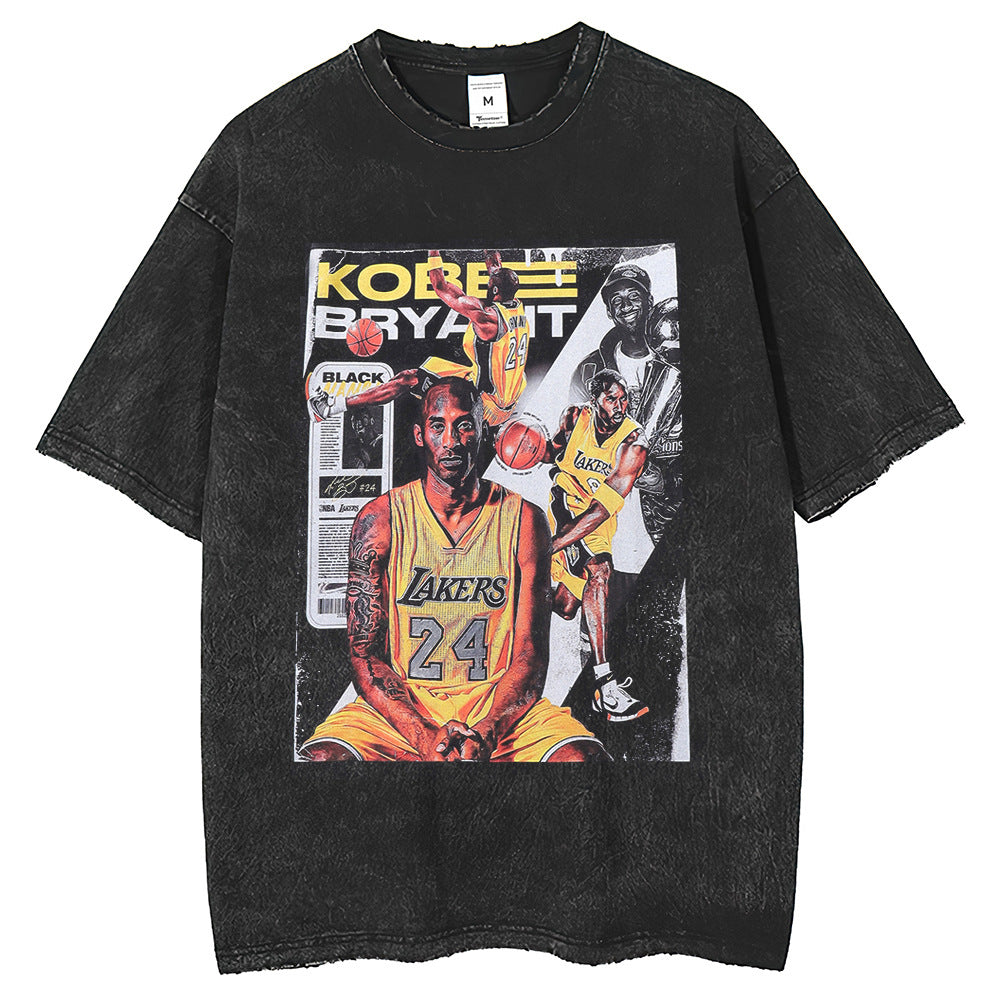Men T Shirts KOBE Short Sleeve Half Sleeve Vintage Old Hip Hop Casual