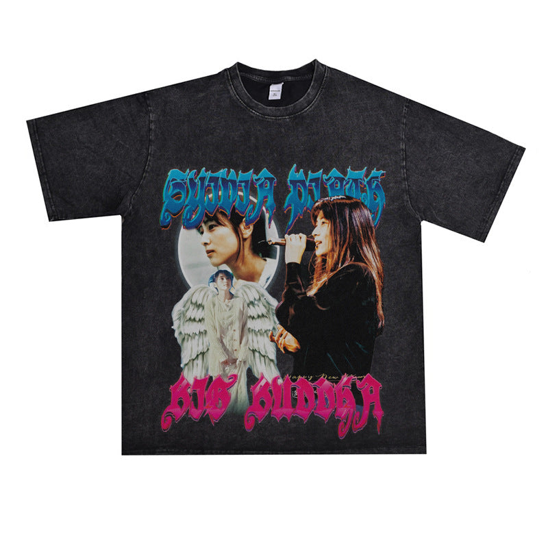 Film Star T Shirt Singer Izumi Sakai Character Loose Retro Street T-shirt Men and Women