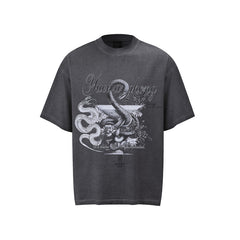 80s Casual Classics Shirts 3D Digital Inkjet Snake Battle Printing Loose Crew Neck Short Sleeve T-Shirt