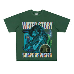 Film Star T Shirt Loose American Retro Street Cotton Personalized T-shirt for Men and Women