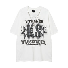 Camisas Vintage Hombre Vintage Alphabet Print Short Sleeve T-Shirt oversize