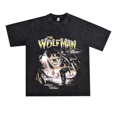 Film Star T Shirt Movie Wolf Pure Cotton Loose Nostalgic Short Sleeve American Retro T-shirt Men