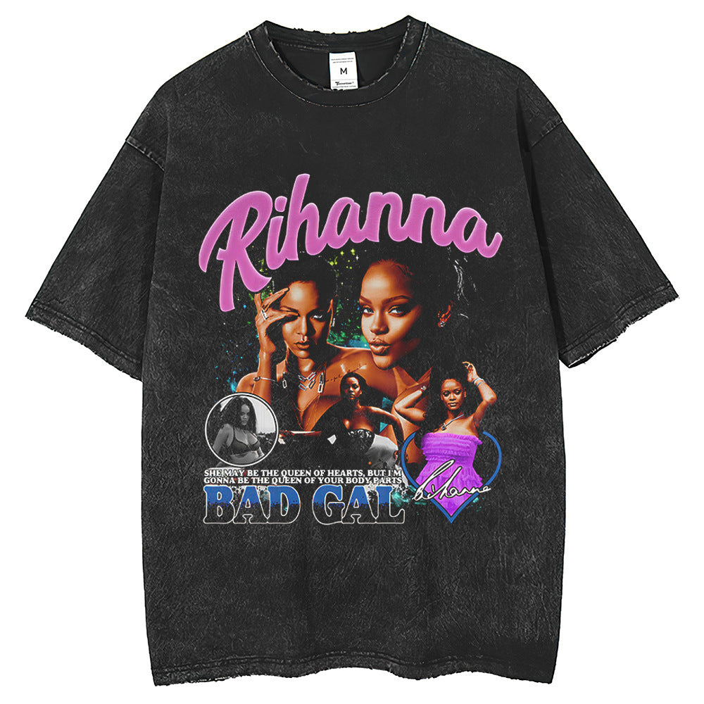 Men T Shirts Couple Tops ins Street Washing Short Sleeves