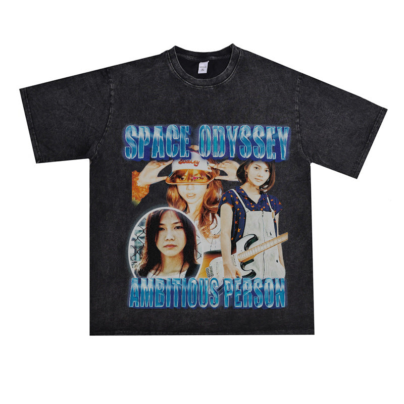 Film Star T Shirt Loose Heavy Retro Street T-shirt Men and Women