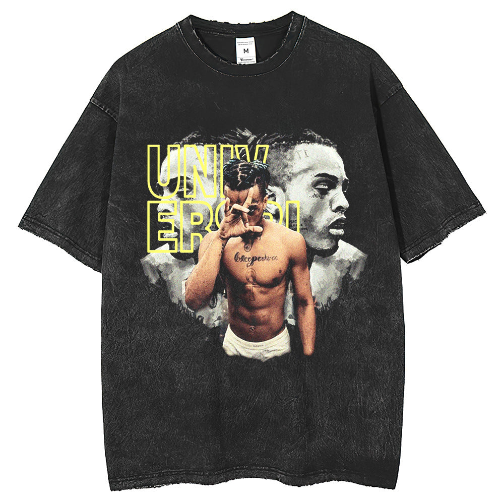 Men T Shirts Character Say Print Short Sleeve T-Shirt Oversize