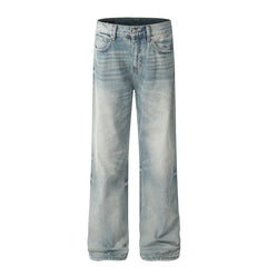 American Mens Jeans Vintage Washed Old Jeans