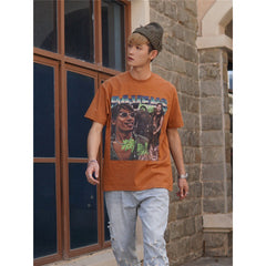 Film Star T Shirt Trendy Cotton Short Sleeve Loose round Neck Retro Heavy T-shirt