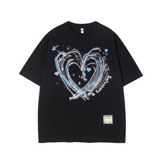 Camisas Vintage Hombre Love Graffiti Print Short Sleeve T-Shirt