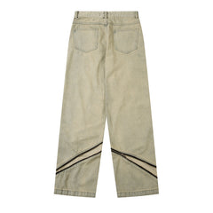 American Men Jeans Zipper Loose Casual Straight Pants