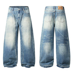 American Mens Jeans Spring and Autumn Vintage Wide Leg Loose Pants
